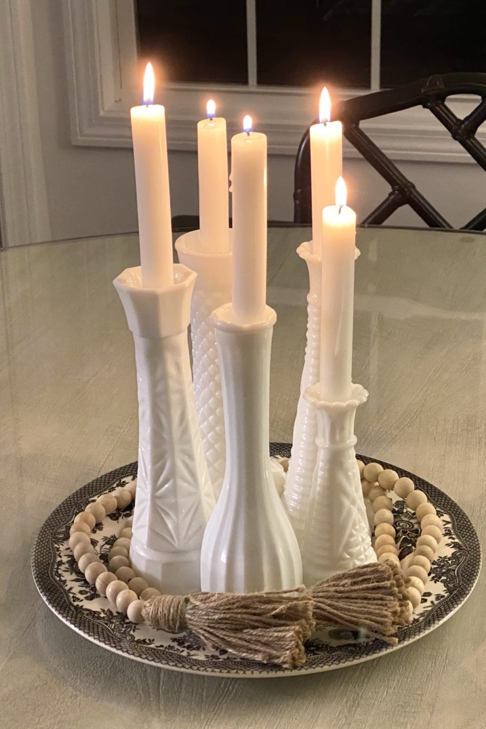 interiors by karyn milk glass candle holders