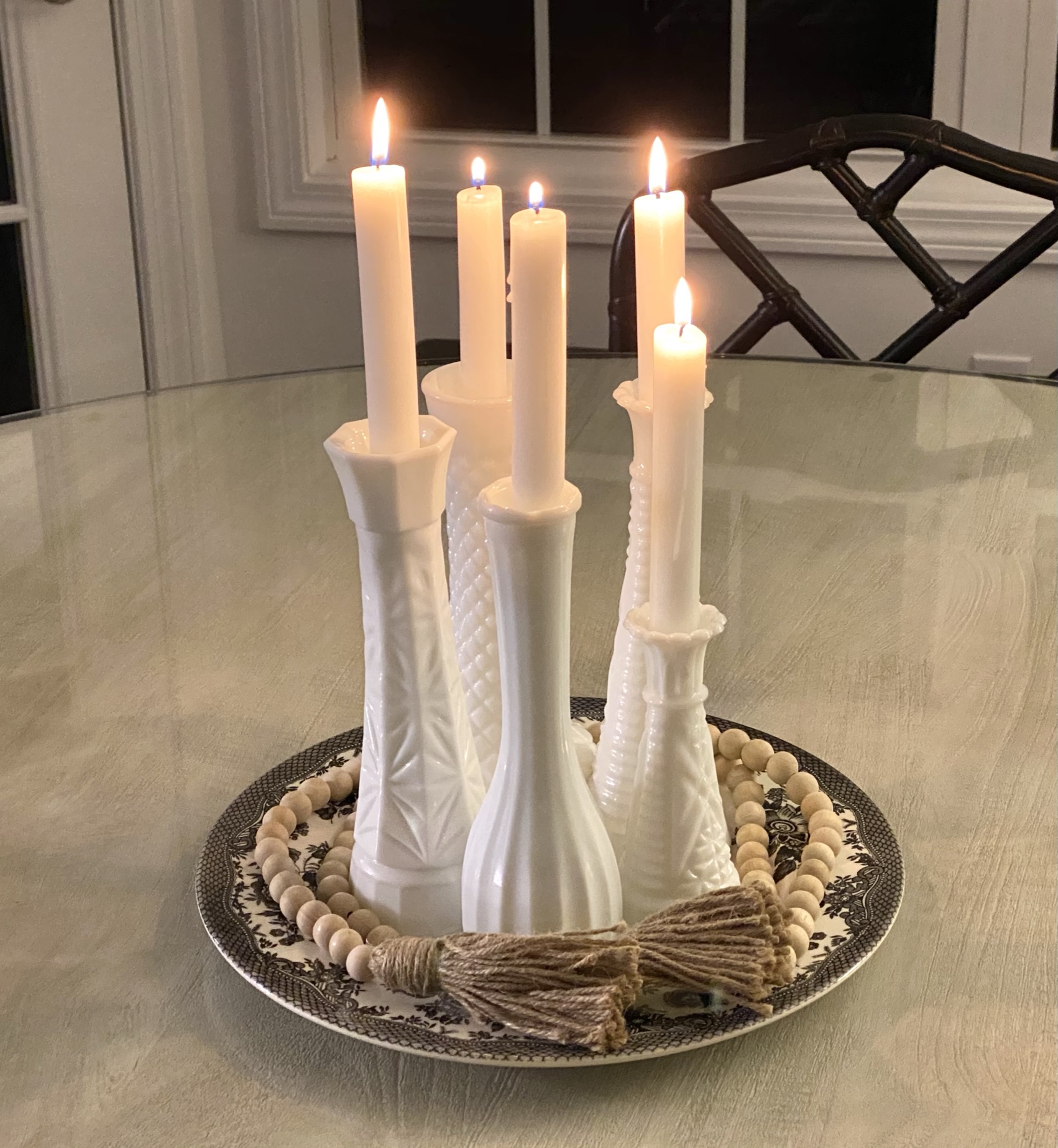 interiors by karyn milk glass candle holders