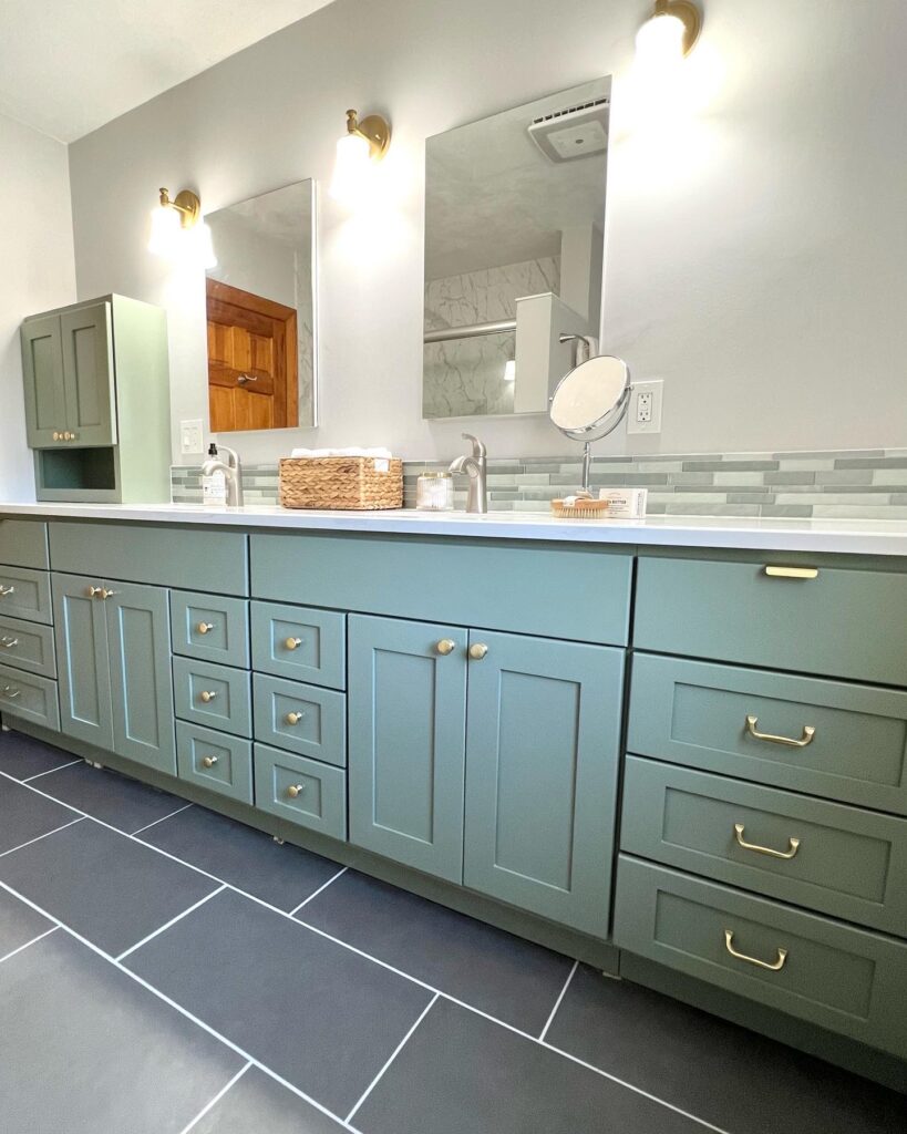 Interiors by Karyn Bathroom Remodel Sage Green Vanity 2