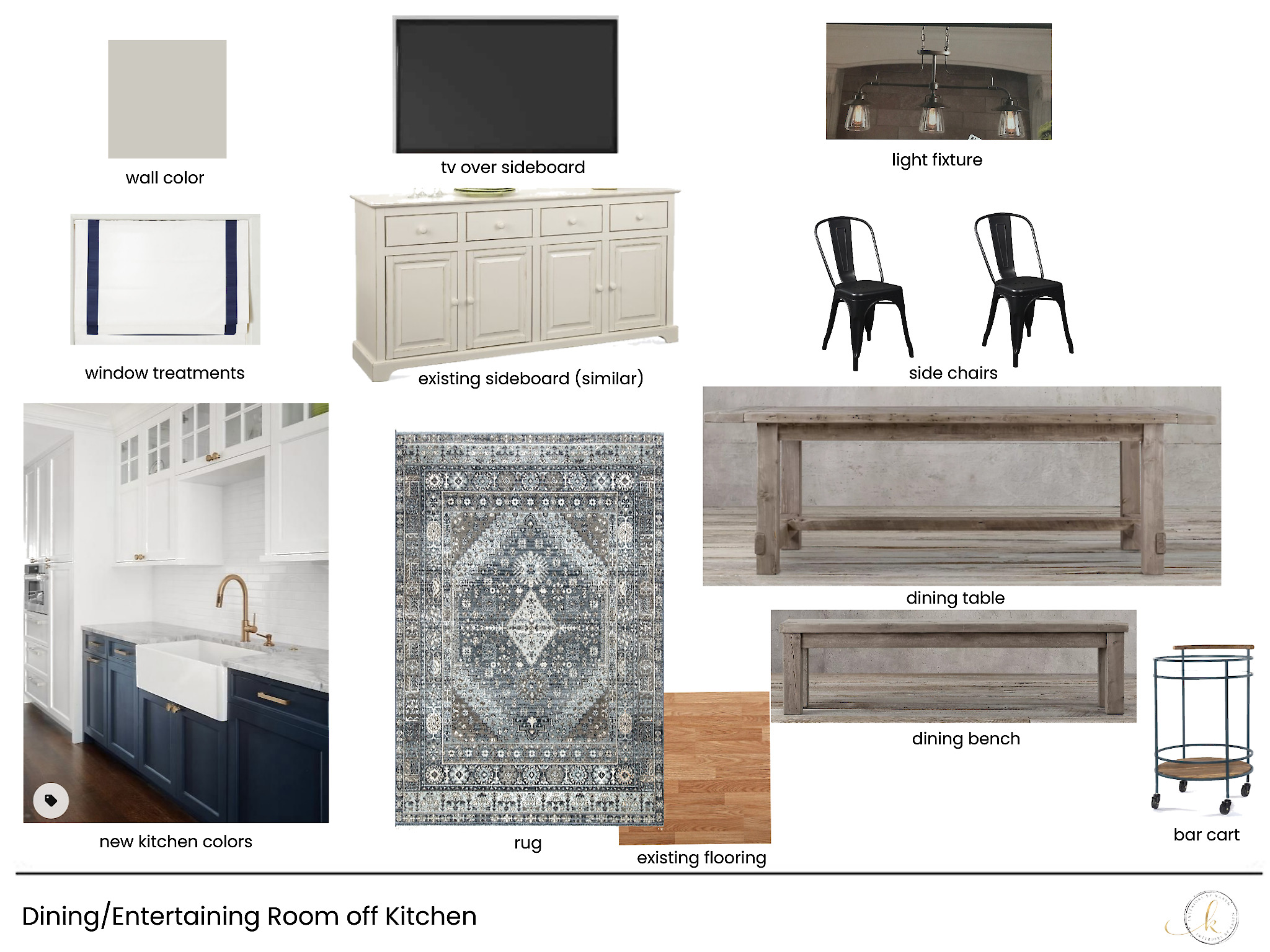 Interiors by Karyn Dining Entertaining Room Navy Gray