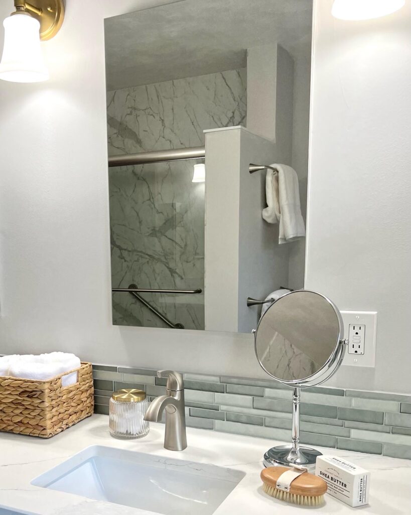 Interiors by Karyn Bathroom Remodel Sage Green Vanity 4